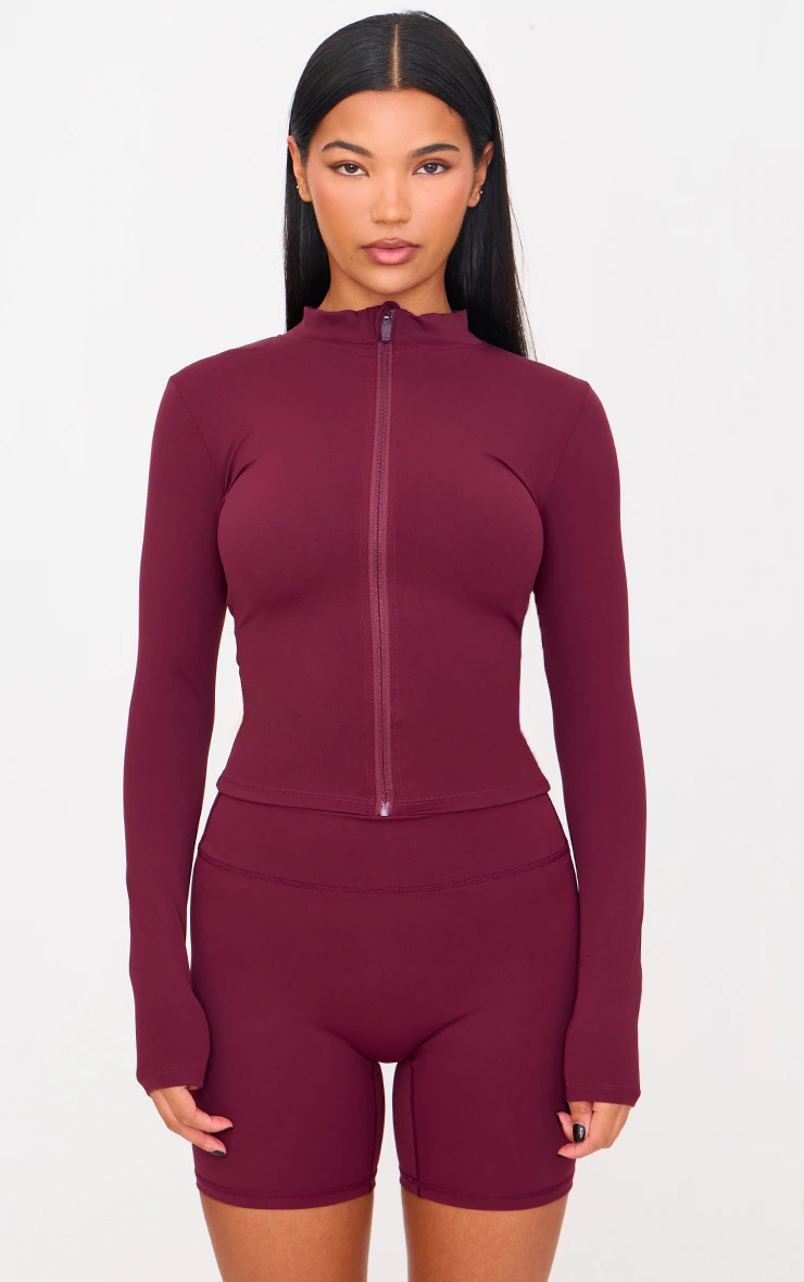 Deep Burgundy Basic Sculpt Jacket | PrettyLittleThing UK