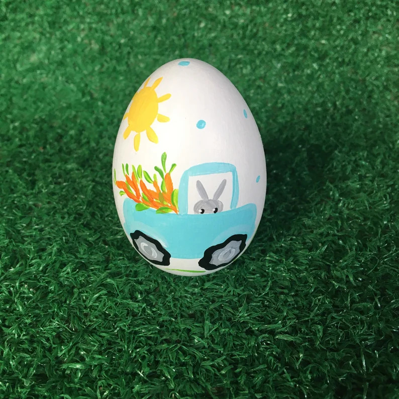 Bunny in truck with carrots Easter egg personalized with name - first Easter personalized egg - t... | Etsy (US)
