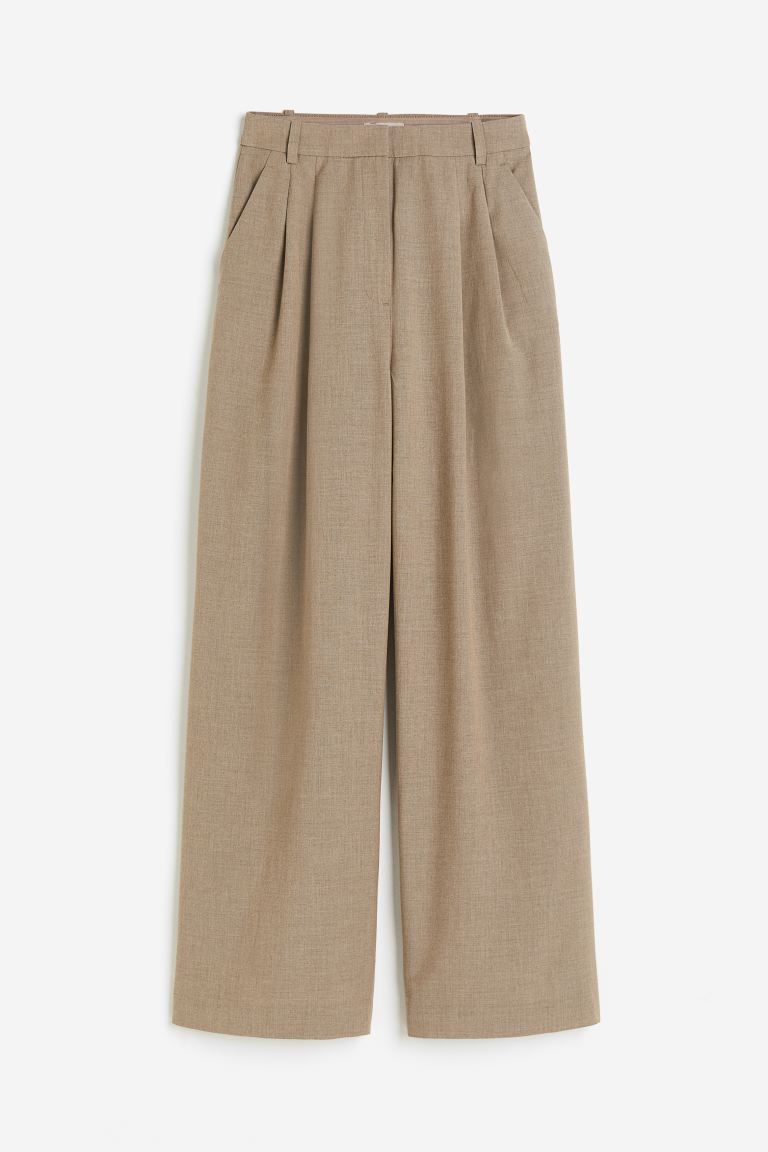 Wide-leg Pants - Dark beige - Ladies | H&M US | H&M (US + CA)