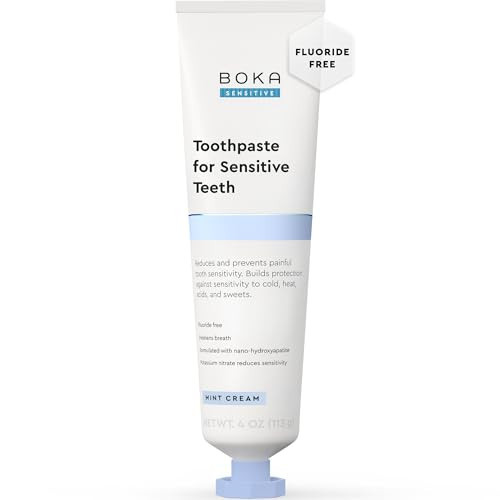 Boka Sensitive Toothpaste - Sensitive Teeth Relief, Fluoride Free, Nano Hydroxyapatite, Potassium Nitrate for Tooth Sensitivity and Protection for Adults - Mint Coconut Cream, 4 Fl Oz, 1 Pk | Amazon (US)