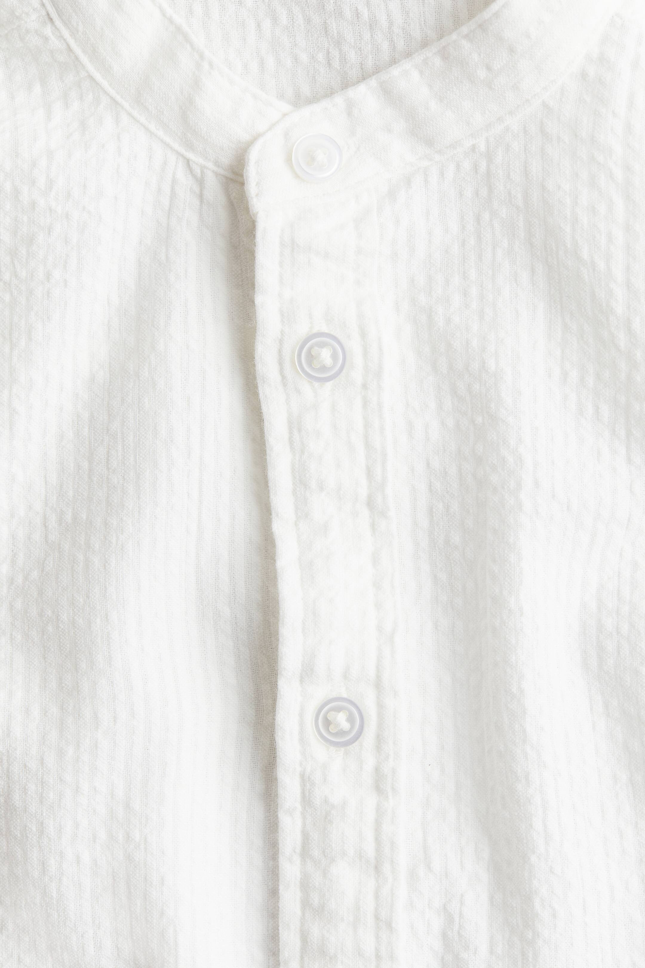 Band-collar Cotton Shirt - Short sleeve - Regular length - Black - Kids | H&M US | H&M (US + CA)