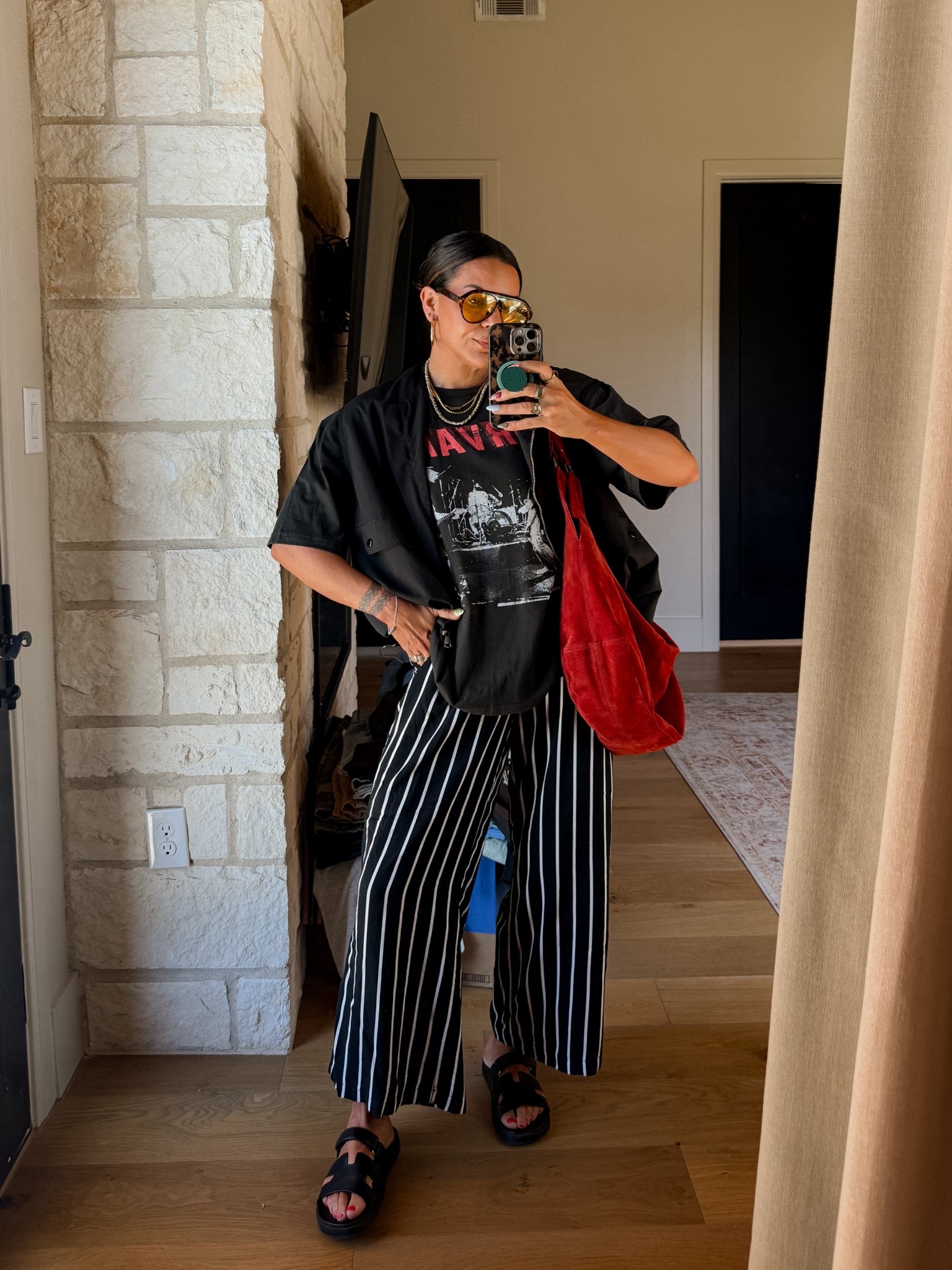 A little edgy cool mom outfit. 
Tee: XL
Pants: large
Vest: XL


#LTKmomlife #LTKMidsize #LTKdayinmylife