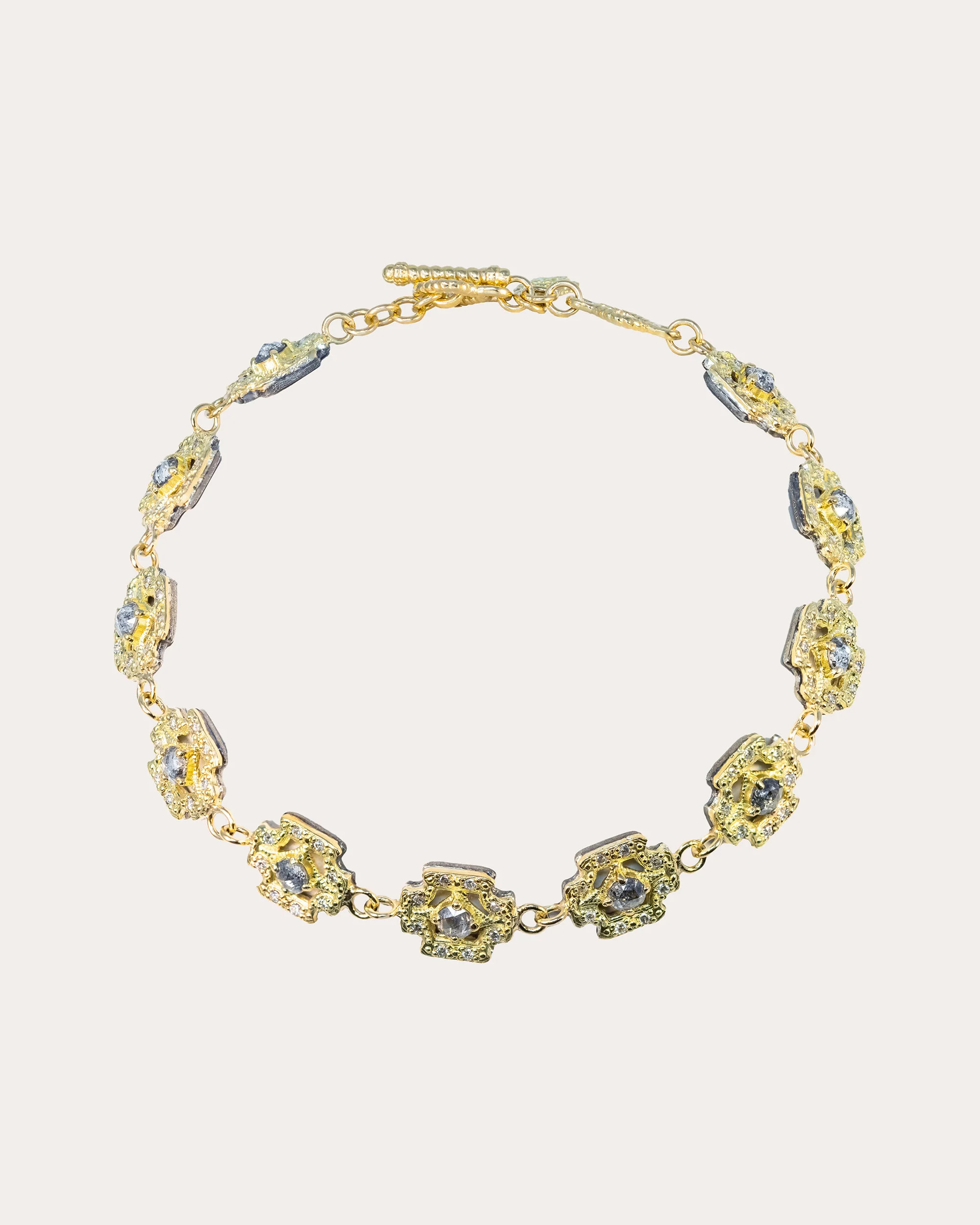 18K Gold Sterling Silver and Diamond Bracelet | Olivela