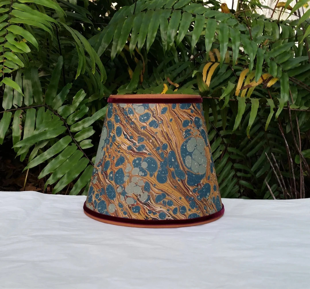 Marbled Paper Lampshade Clip on Table Lamp - Etsy | Etsy (US)