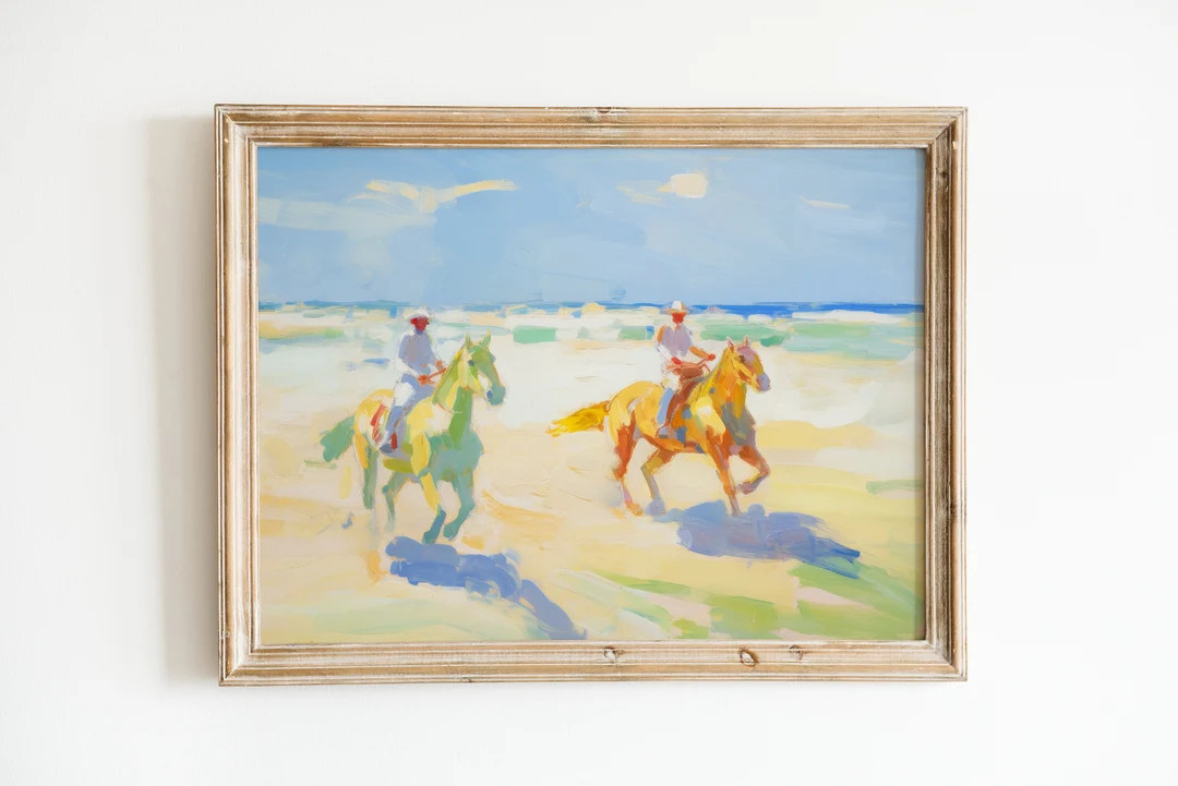 Pastel Cowboy Print | Western Dorm Decor | Coastal Equestrian Painting | Preppy Retro Printable A... | Etsy (US)