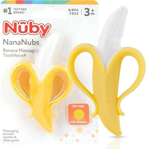 Nuby Nananubs Banana Massaging Teether – Baby Teething Toys 3 Months and Up, Silicone Teether f... | Amazon (US)