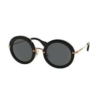 Miu Miu MU 13NS 1AB1A1 49 Black Woman Round Sunglasses | Bed Bath & Beyond