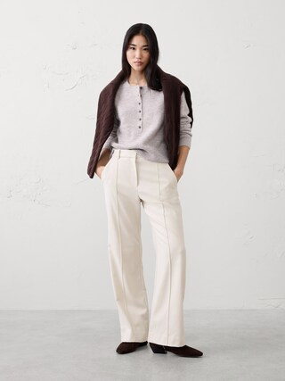 Wide-Leg Ultra High-Rise Brushed Pintuck Trouser | Banana Republic Factory