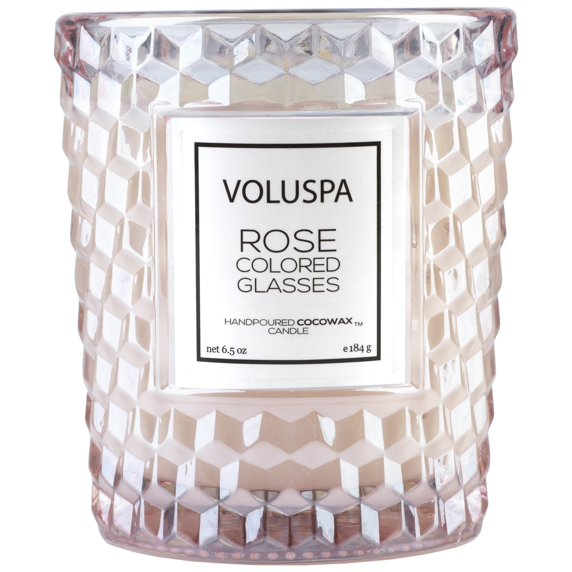 Classic Textured Glass Candle in Rose Colored Glasses design by Voluspa | Burke Decor