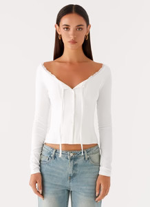 Moda Long Sleeve Top - White | Peppermayo (Global)