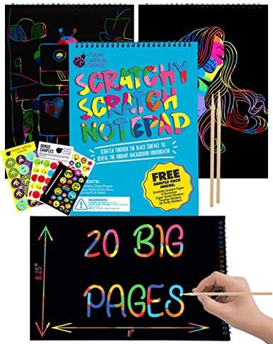 Purple Ladybug Rainbow Scratch Paper Art Kit for Kids - 20 Big Sheets of Scratch Off Paper in a N... | Amazon (US)