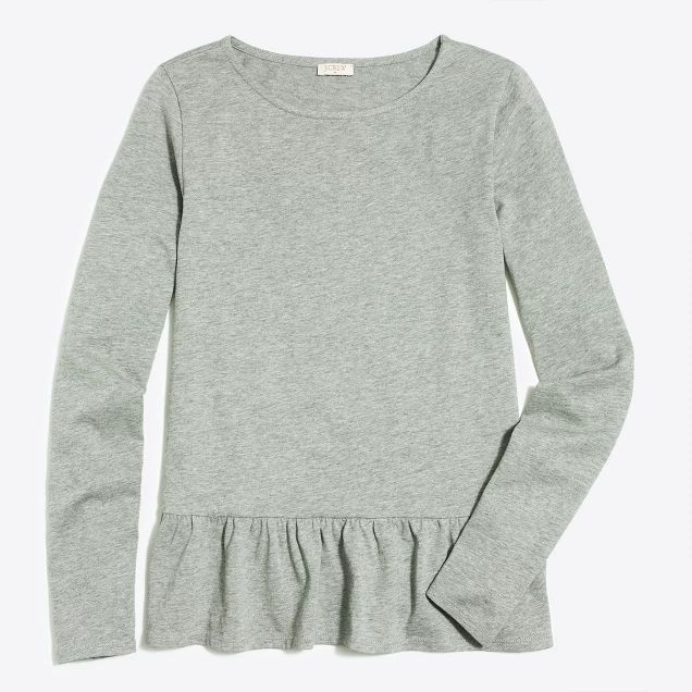 Long-sleeve ruffle hem T-shirt | J.Crew Factory