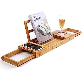 Bamboo Bathtub Tray - Perfect Expandable Bathtub Caddy with Reading Rack or Tablet Holder, This P... | Amazon (US)