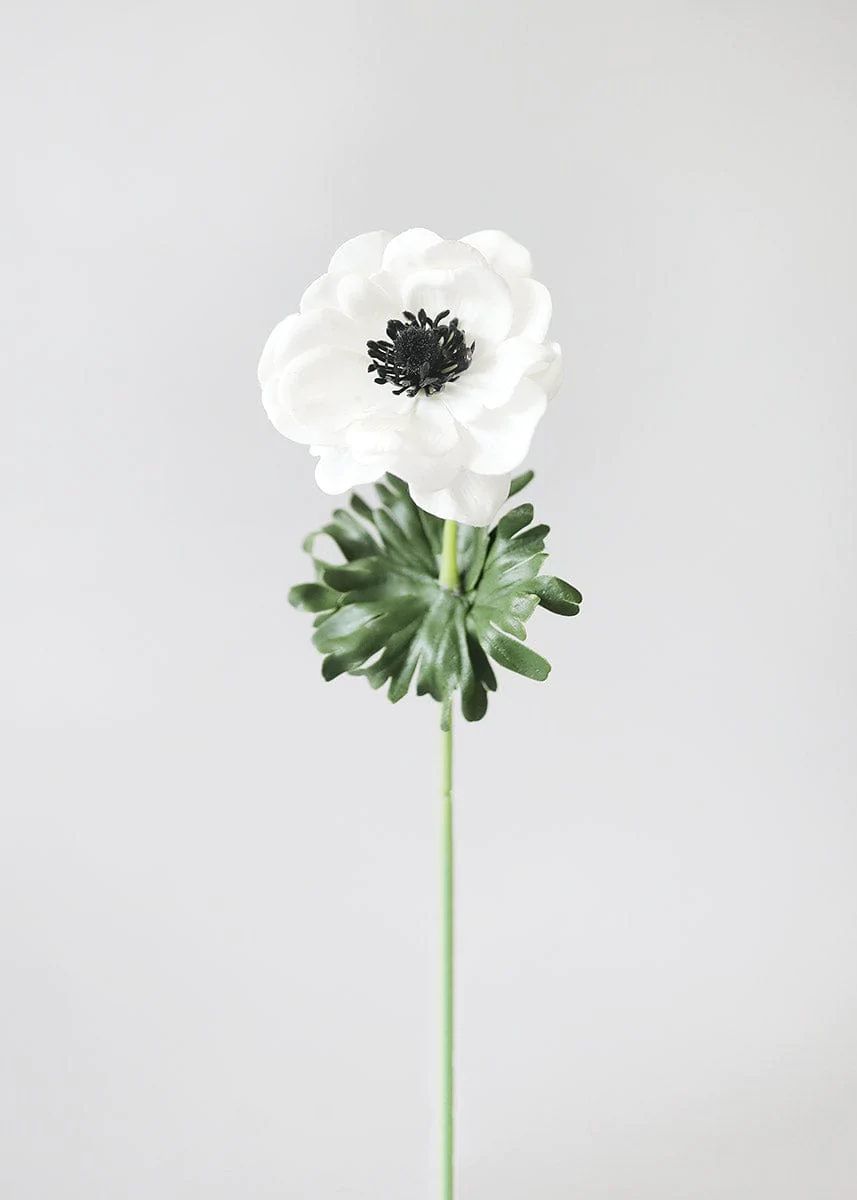 Real Touch White Anemone Flower - 14" | Afloral (US)