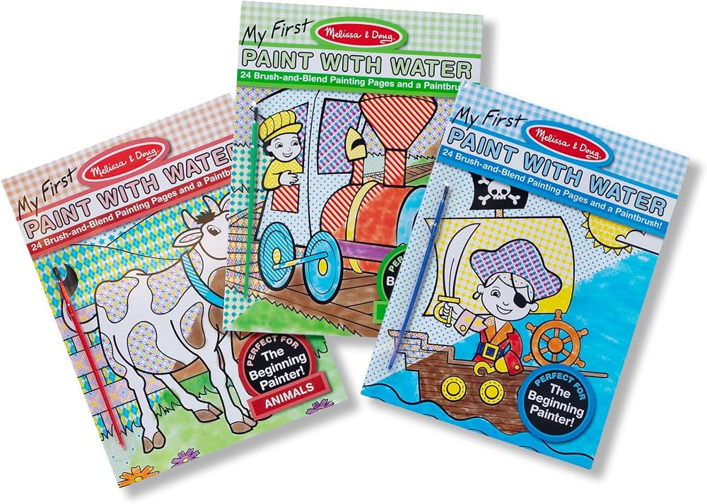 Melissa & Doug My First Paint With Water Activity Books Set - Animals, Vehicles, and Pirates - FS... | Amazon (US)