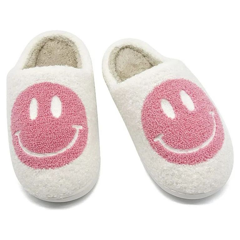 Smiley Face Slippers for Women Men, Anti-Slip Soft Plush Comfy Indoor Slippers, US 7-8 (40-41) | Walmart (US)