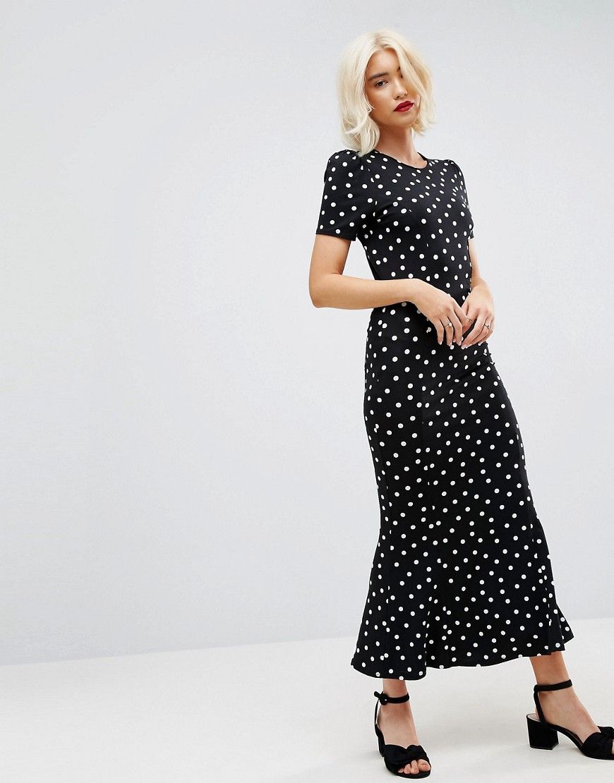 ASOS City Maxi Tea Dress In Polka Dot Print - Multi | ASOS US