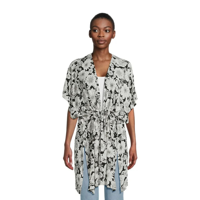 Time and Tru Women's Tie Front Layering Piece, Sizes S-3XL, Floral | Walmart (US)
