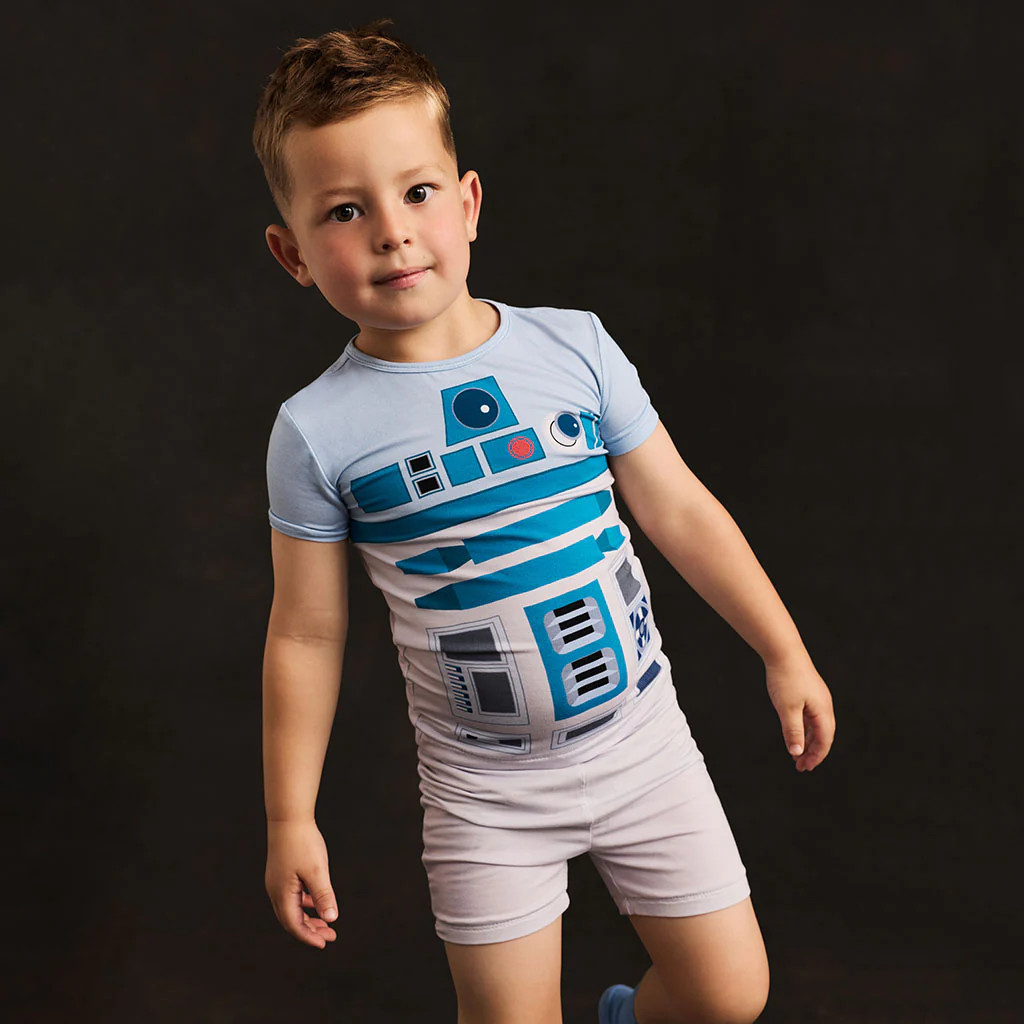 Droid Gray Short Sleeve Disney Star Wars\u2122 R2-D2 Classic Pajama Short Set | Posh Peanut\u00ae | Posh Peanut
