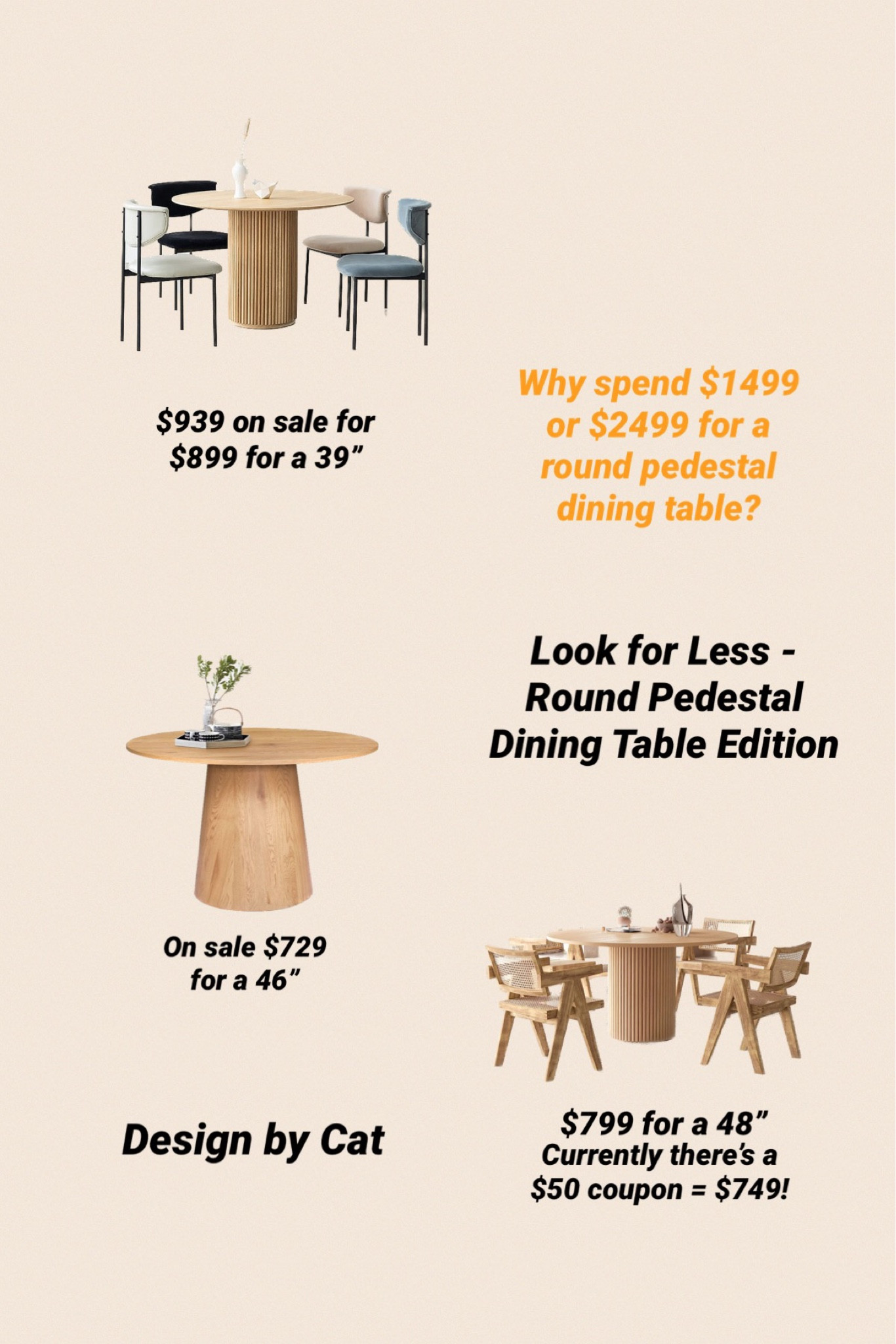 Look for Less - Wood Pedestal Dining Table Edition. Why spend $1499 or even $2499!

#LTKhome