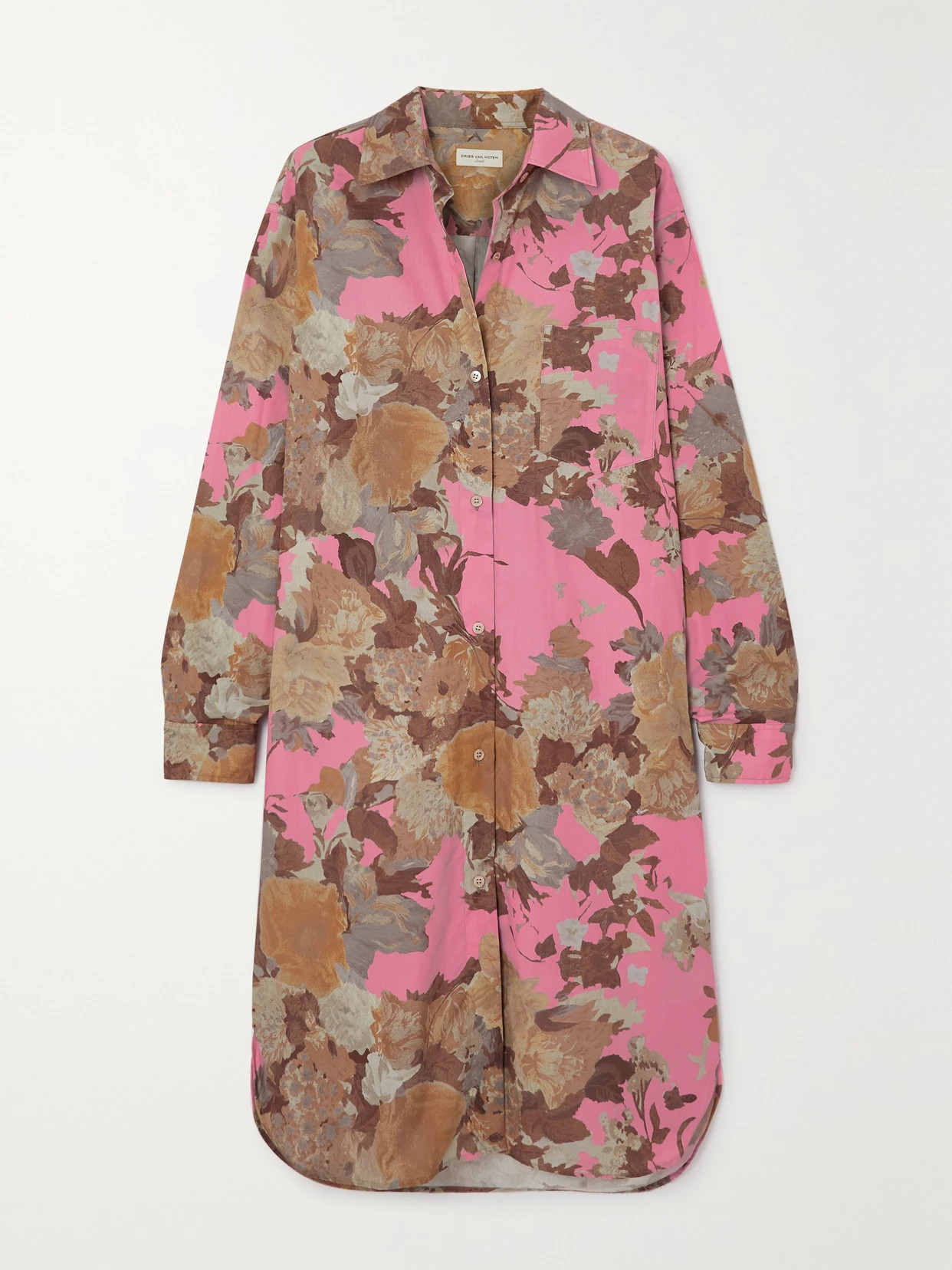 Dries Van Noten - Floral-print Cotton-poplin Shirt Dress - Pink | NET-A-PORTER (UK & EU)