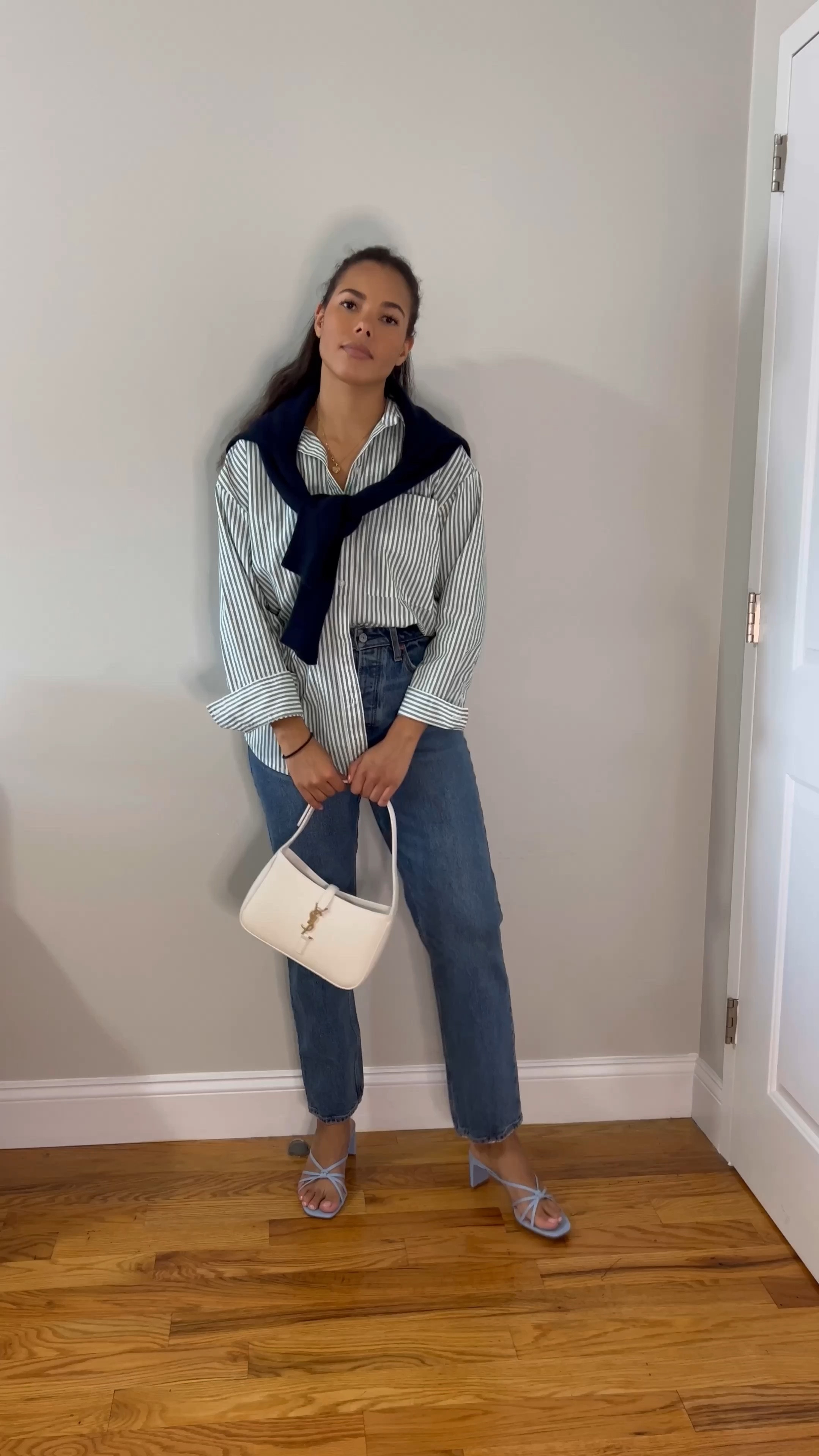 Navy sweater, cashmere sweater, striped shirt, oversized shirt, poplinshirt, dad jeans, dark wash jeans, straight leg jeans, white shoulder bag, ysl hobo bag, strappy sandals, blue sandals, fall outfits, fall fashion, fall style, fall trends, casual fall style, casual fall fashion, neutral fall style, neutral fall outfits, neutral outfits, neutral style, classic style, style guide, effortless style, minimalist style, fall layering, transitional outfits, summer to fall transitional outfit

#LTKstyletip #LTKSale #LTKSeasonal