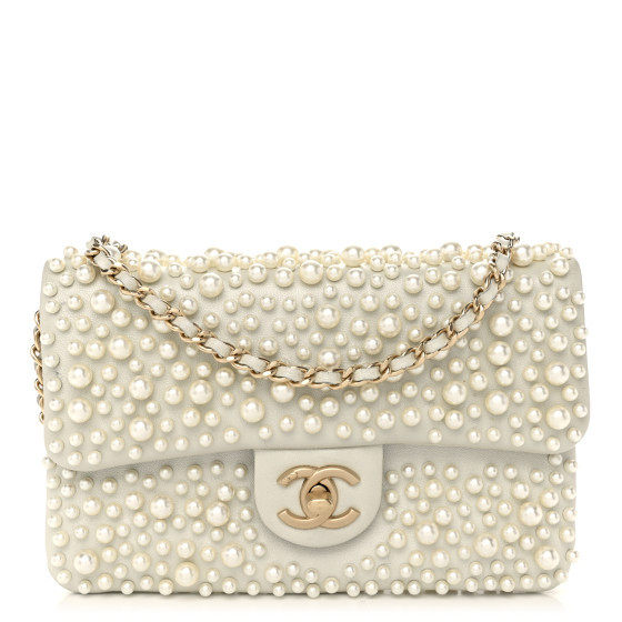 Lambskin Pearls Flap White | FASHIONPHILE (US)