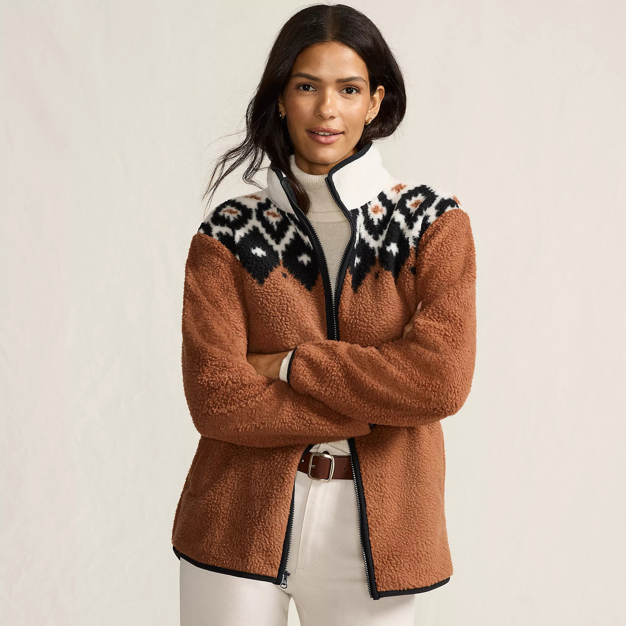 Women's Print Cozy Sherpa Full Zip Fleece Jacket | Lands' End (US)