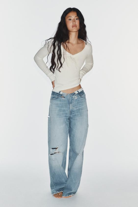Zara - Trf Low Rise Flare Jeans - Women - Blue - Women | Zara US