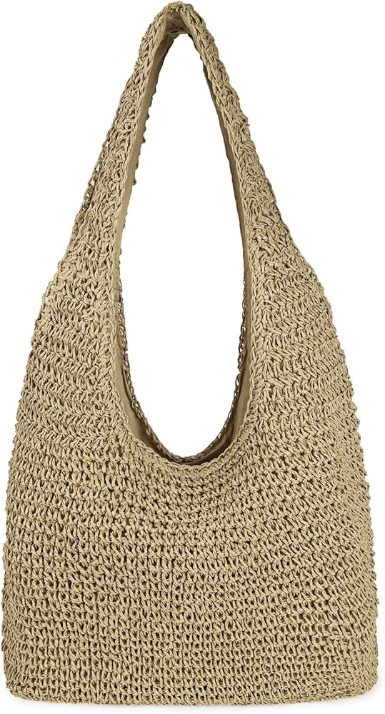 Women Large Straw Beach Bag Handmade Woven Shoulder Bags Hobo Tote Handbag Purse for Summer | Amazon (US)