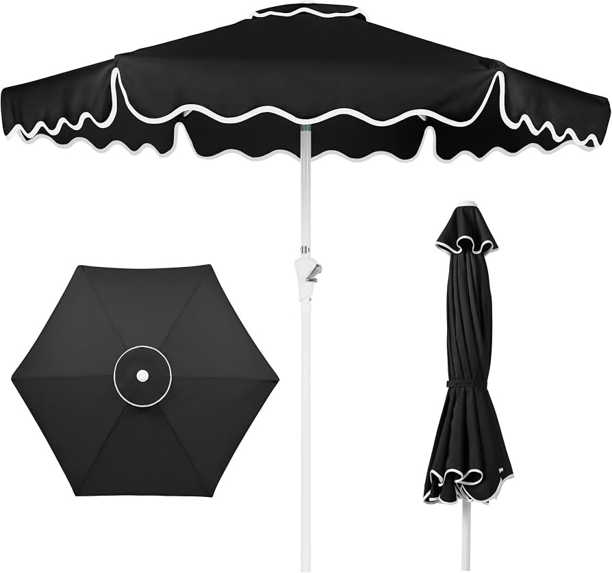 Best Choice Products 7.5ft Patio Market Umbrella with Wavy Trim, UV-Fade-Resistant 210g Canopy, C... | Amazon (US)