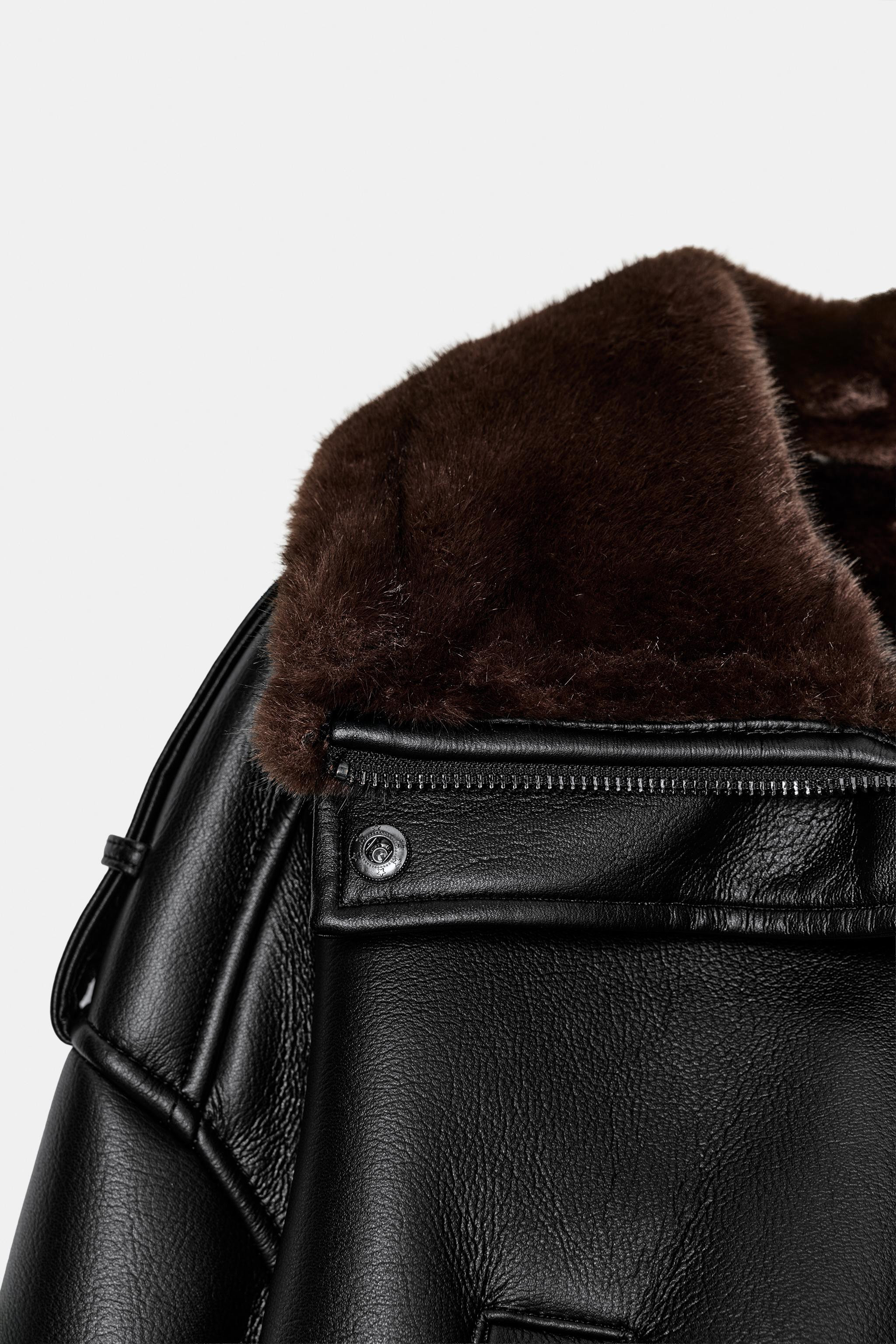 DOUBLE-FACED FAUX LEATHER BOMBER JACKET | Zara US