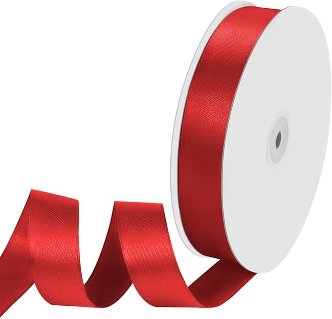 1" Width x 100 Yards Satin Ribbon, Red Ribbon Perfect for DIY Craft, Bows, Gift Wrapping, Flower ... | Amazon (US)
