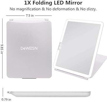 deweisn Folding Travel Mirror Lighted Makeup Mirror with 72 LEDs 3 Colors Light Modes USB Recharg... | Amazon (US)