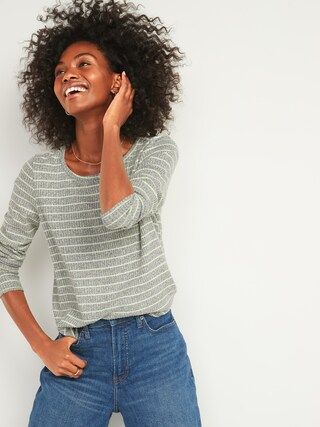 Cozy Rib-Knit Striped Long-Sleeve Tee for Women | Old Navy (US)