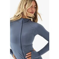 DSGN Studio Women's Sports Ultra Sculpt Zip Through Jacket in Blue | Size: XS | Cotton | boohoo (US & Canada)