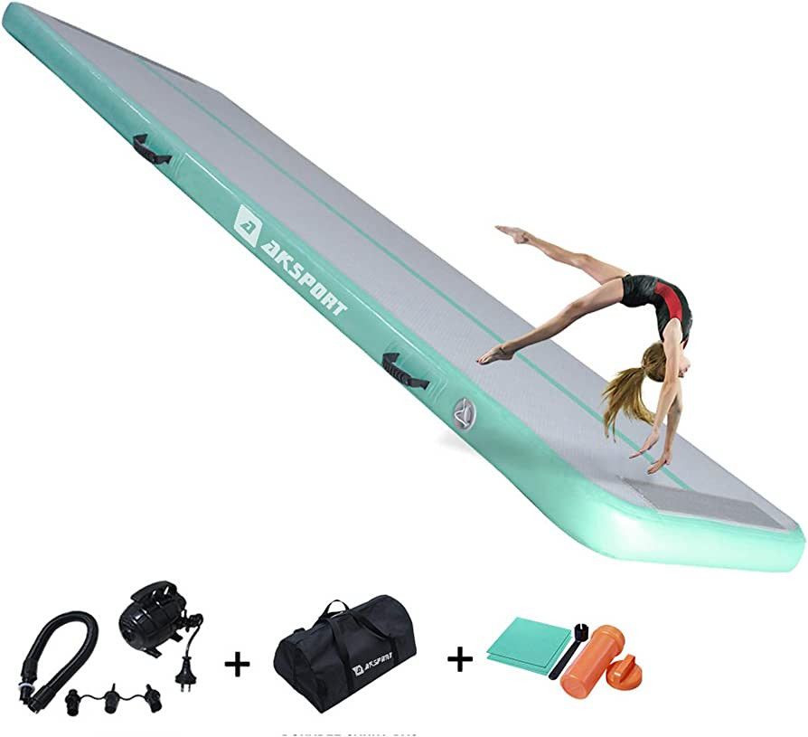 AKSPORT Gymnastics Air Mat Tumble Track Tumbling Mat Inflatable Floor Mats with Electric Air Pump... | Amazon (US)
