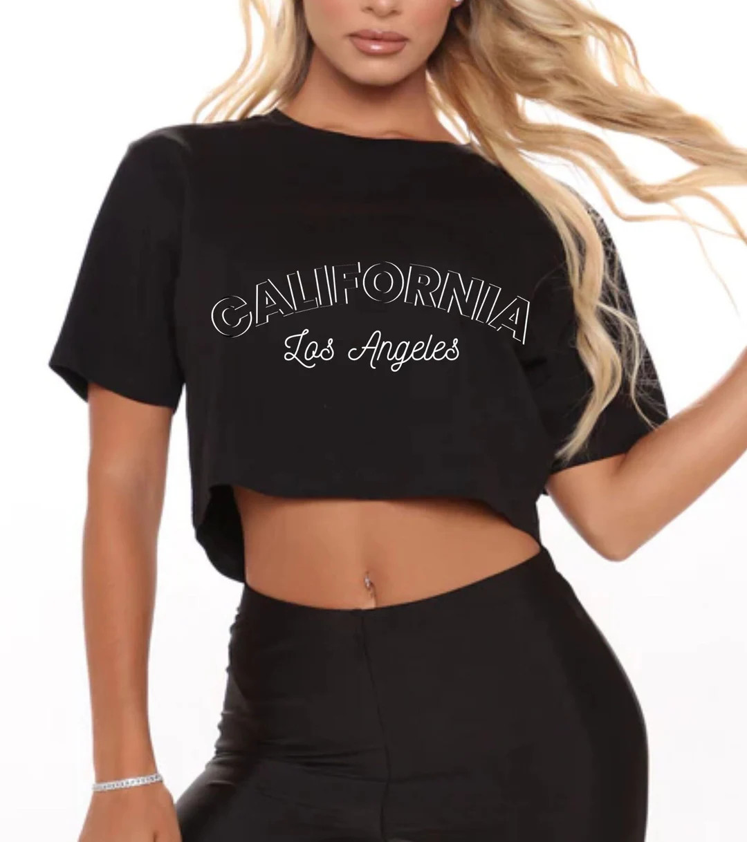 Champion Cropped Crewneck Tshirt, California Los Angeles Crop Top, Summer California Crop Top, Ca... | Etsy (US)