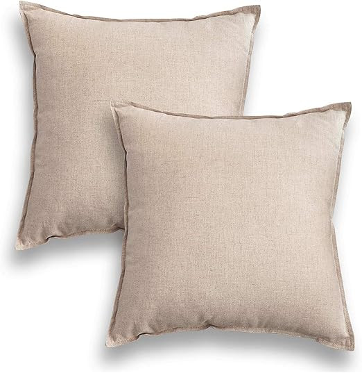 Jeanerlor Pack of 2 Natural Cotton Linen Soild Yellow Decorative Square 24 x 24 Inch Throw Pillow... | Amazon (US)