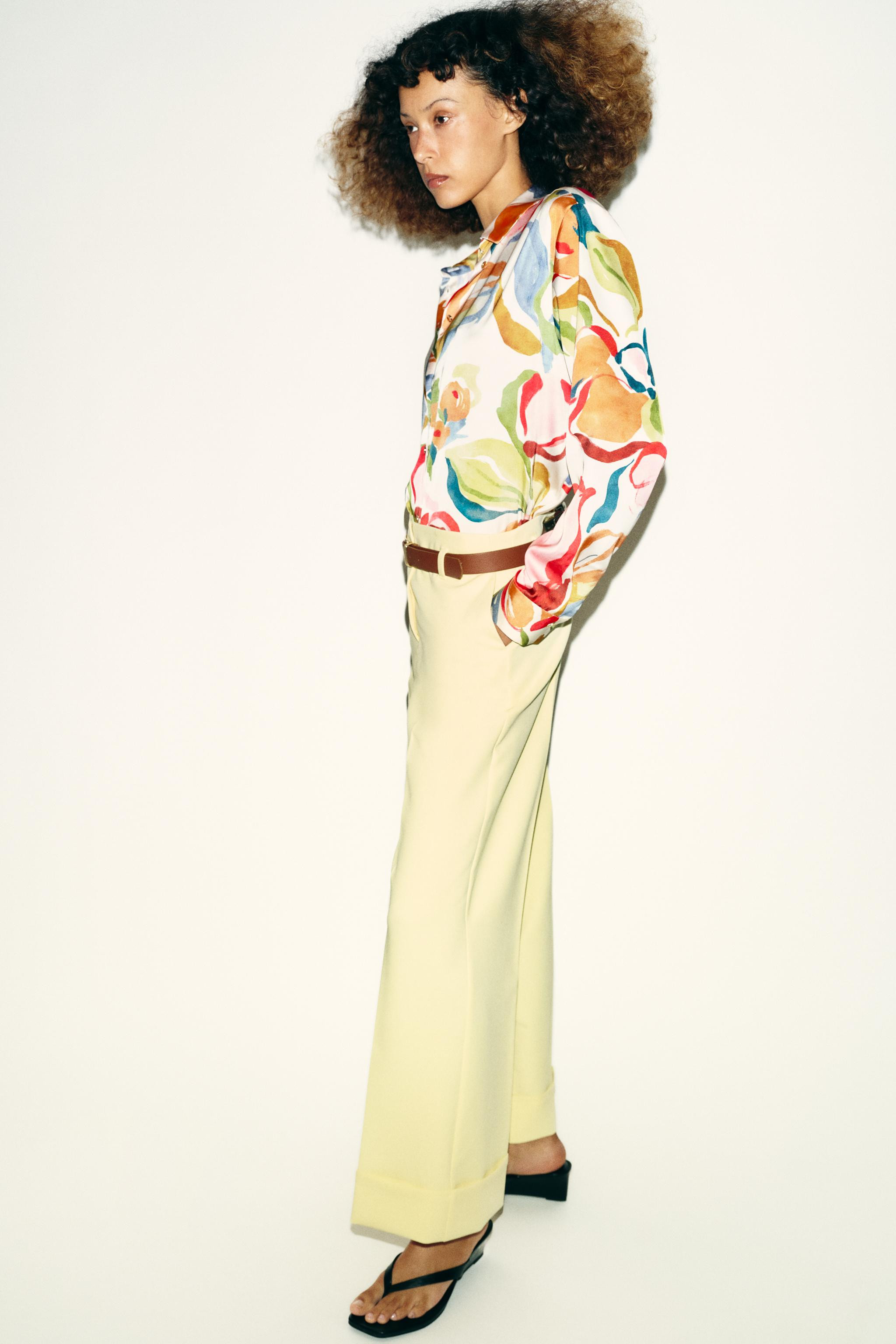TROUSERS WITH TURN-UP CUFFS AND BELT | Zara UK