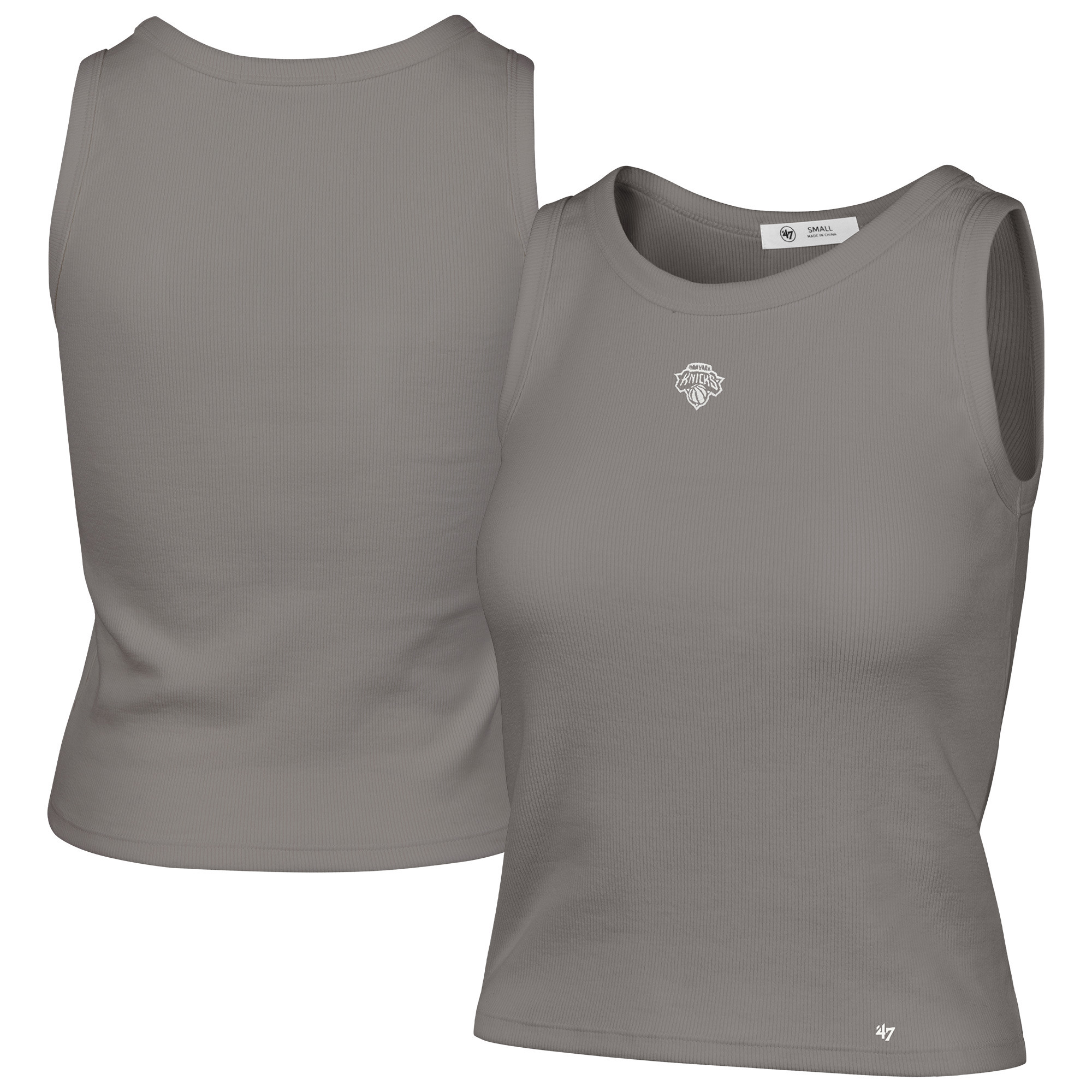 Women's '47 Gray New York Knicks Cropped Skyhook Baby Rib Tank | Fanatics