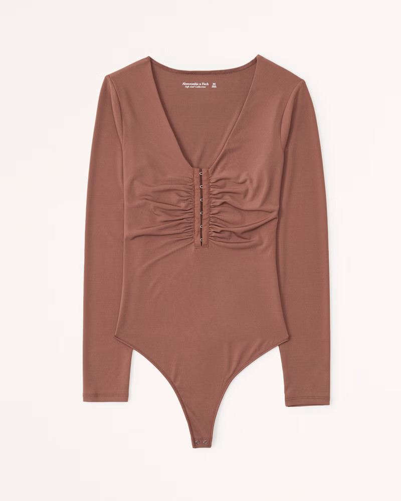 Women's Long-Sleeve Slinky Hook-and-Eye Bodysuit | Women's New Arrivals | Abercrombie.com | Abercrombie & Fitch (US)