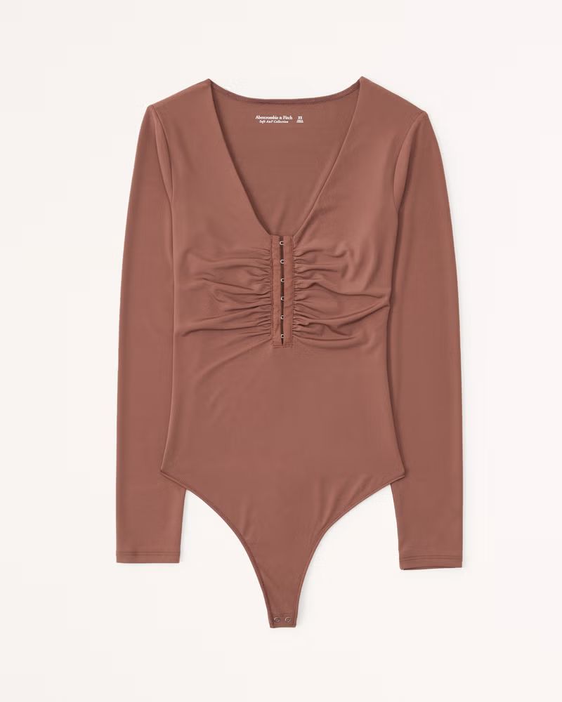 Long-Sleeve Slinky Hook-and-Eye Bodysuit | Abercrombie & Fitch (US)