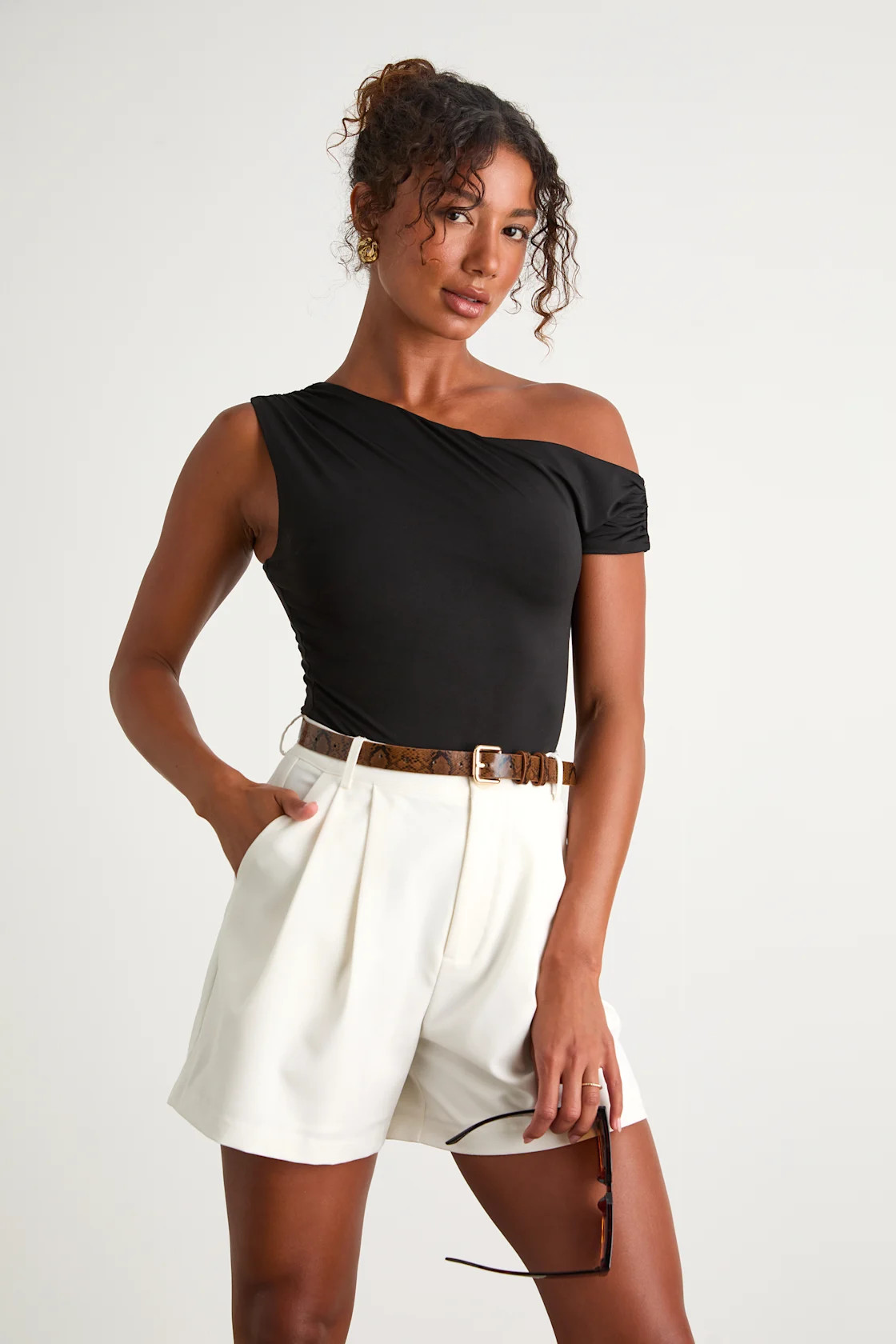 Sharise Ivory Pleated High-Rise Shorts | Lulus
