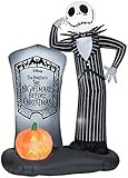 Amazon.com: Gemmy Airblown Jack Skellington w/Tombstone Scene Disney, 6 ft Tall, Black : Patio, L... | Amazon (US)