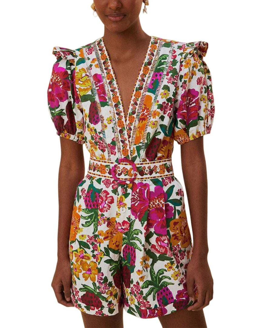 FARM Rio Flowerful Sketch Off-White Romper | Shop Simon