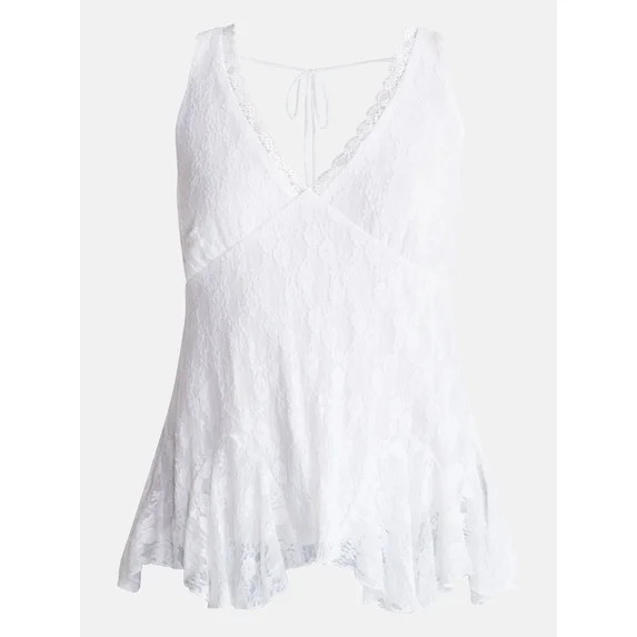 No Boundaries Lace Godet Tank Top, Women’s XXS-XXL | Walmart (US)