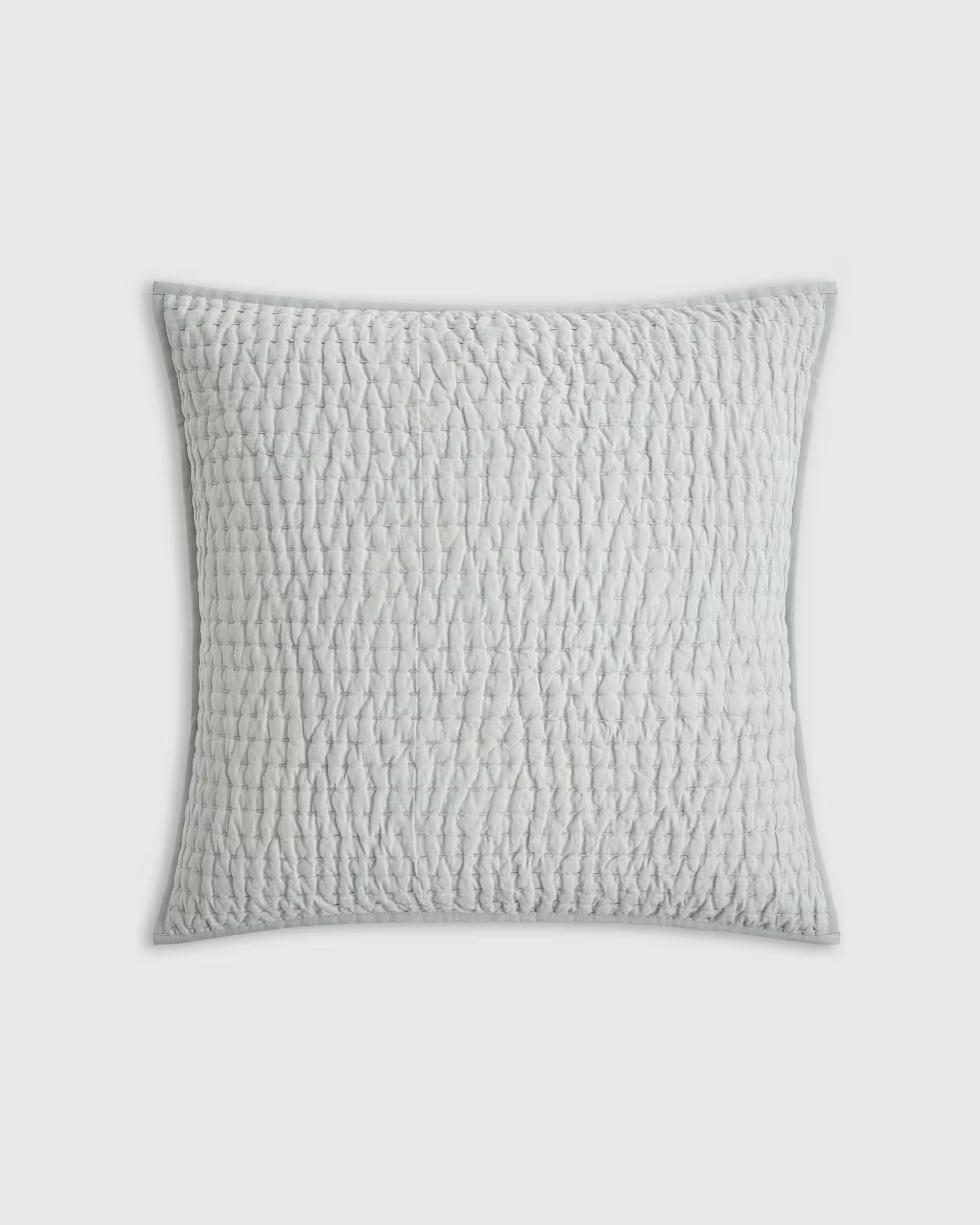 European Linen Cotton Stitch Quilted Euro Sham in Mist | Quince