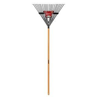 Husky 53 in. Long Wood Handle 22 in. Steel Leaf Rake 77844-950 - The Home Depot | The Home Depot