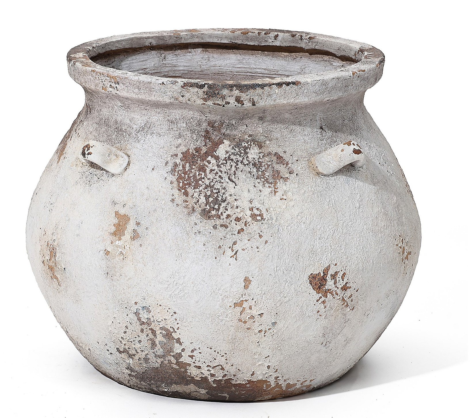 LuxenHome Off White Rustic Cauldron MgO Planter Pot | QVC